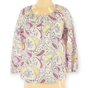 Talbots 3/4 Sleeve Paisley Print Blouse